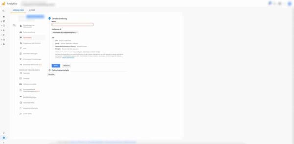 Google Analytics Zielvorhaben
