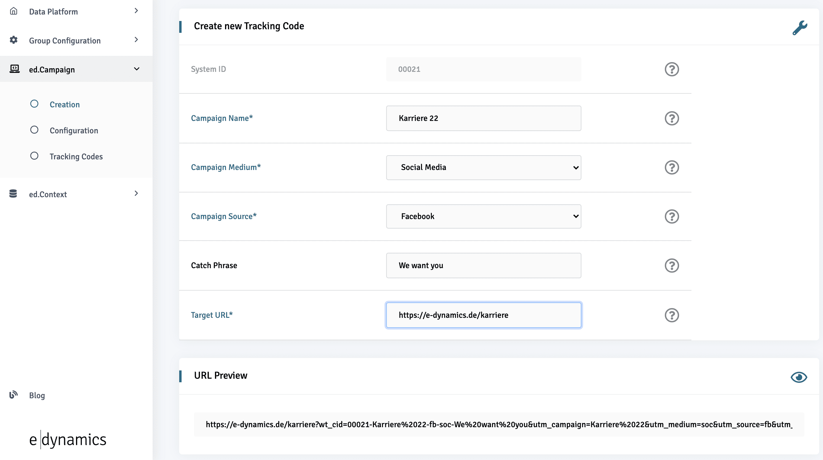 ed.Campaign Creation Tracking Code